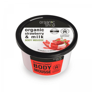Organic Shop Kosteuttava mansikkajogurtti vartalomousse 250 ml